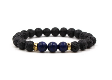 Lava Stone Bracelet / Essential Oil Diffuser Bracelet / Dark Blue