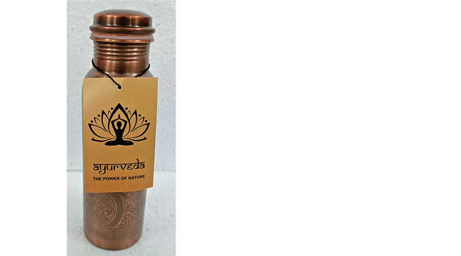 Ayurveda Copper Brown Art Drink Bottle 750ml