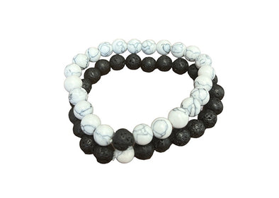 Aromatherapy Diffuser Lava Stone Bracelet / with opposing White Stone Bracelet
