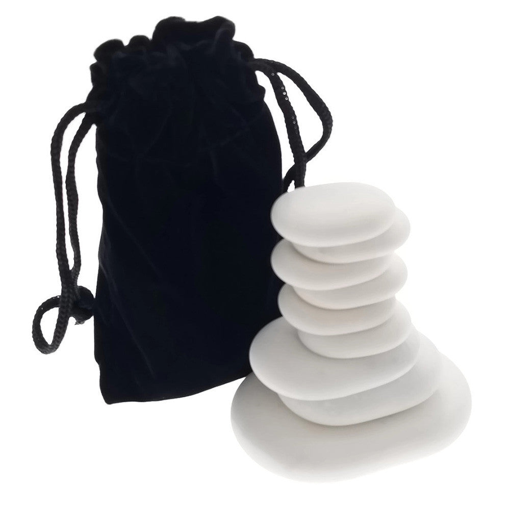 9pc Massage Marble Cold Stone Therapy Set + Velvet Travel Bag