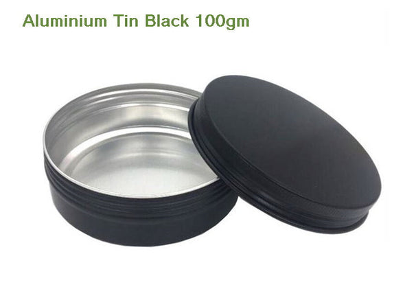 100gm Aluminium Tins Black