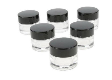 Glass Pots 15gm / Lip Balm Pots / Clear, Black Lid